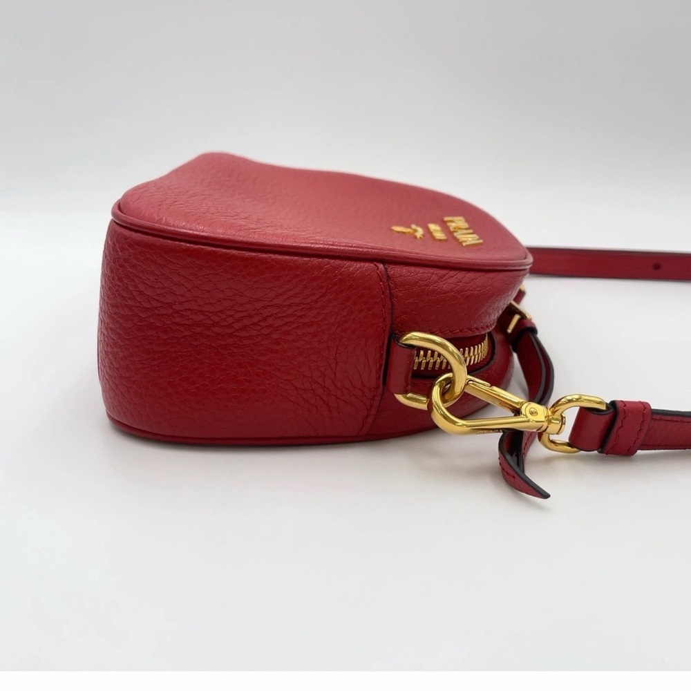 Authentic Prada Vitello Daino Leather Red Shoulder Bag W/Strap - Picture 8 of 16
